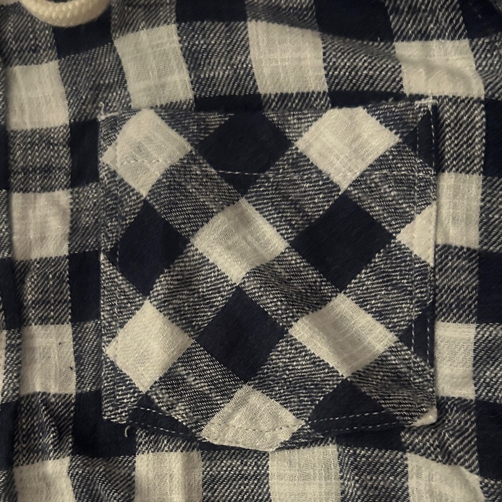 Time and Tru Checkered Button up Shirt with Cream Hood - Picture 4 of 6